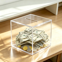 Tirelire en acrylique transparent avec couvercle non amovible, pot à monnaie transparent pour adultes et enfants, décoration d'intérieur et cadeau de festival pour affichage sur bureau
