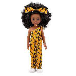 Vente en gros de poupées pour enfants personnalisées à la mode, 34 cm, en silicone, poupées noires en vinyle, bébés filles afro-américaines avec des cheveux bouclés - Product Image 4