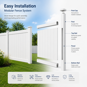 Recinzione in PVC Bianco <span class=keywords><strong>per</strong></span> Privacy, Pannelli in Vinile <span class=keywords><strong>per</strong></span> Esterni, Recinzione in PVC <span class=keywords><strong>per</strong></span> Giardino e Progetti Residenziali - Product Image 3