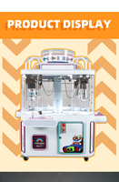 Machine de jeu d'arcade Crane Machine en métal et plastique, 4 joueurs, blanche, pour enfants, avec mini-jouets en peluche de 10 cm, cadeau, paiement mobile par code QR, version anglaise
