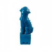 Paire de chiens Foo en porcelaine chinoise à glaçure bleue, ornements en céramique pour la maison, cadeau