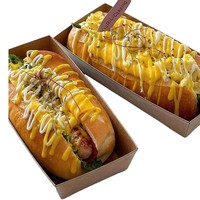 Boîte d'emballage personnalisée en papier kraft avec couvercle transparent, qualité alimentaire, pour hot-dogs, fromage, pain, gâteaux, sandwichs, dim sum