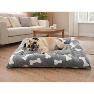 Cuccia Rettangolare per Cani Yommy, Design a Osso Grigio, Antiscivolo, in Pile Corallo Resistente, Rimovibile e Lavabile, per Cani di Taglia Piccola, Media e Grande - Product Image 3