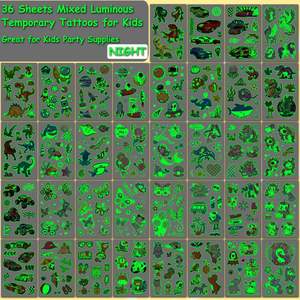 CHARLENT 300 <span class=keywords><strong>Tatuaggi</strong></span> Temporanei Fosforescenti per Bambini, 36 Fogli Personalizzabili Multicolore, Regalo per Ragazzi e Ragazze - Product Image 2