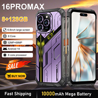 Téléphone mobile intelligent ultra robuste 16PROMAX, 8 Go de RAM, 128 Go de ROM, batterie LTE HD IP68 étanche, AMOLED 6,8 pouces