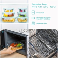 Groothandel 8-delige set borosilicaat glazen voedselcontainers met luchtdichte deksels huishoudelijke keuken voedselopberger