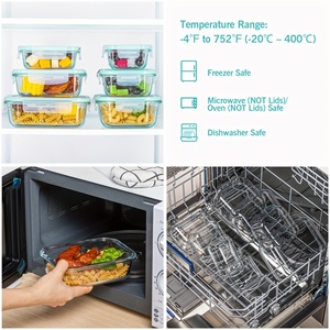Wholesale 8 Pack Borosilicate Glass Food <strong>Containers</strong> With Airtight Buckle Lids Household Kitchen Food Organizer - Product Image 3