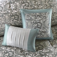 Haute qualité 24 pièces Polyester literie Jacquard taies d'oreiller bleu Patchwork couvre-lit ensemble avec rideaux