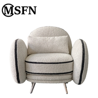 Fauteuil de loisirs moderne en tissu avec structure en bois massif poli pour salon, salle à manger extérieure, hall d'hôtel, chambre, bureau, salle d'exposition