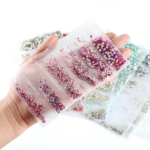 SS4-SS12 çoklu boyutları 6 paketleri sınıf bir cam düz alt Rhinestones Gor tırnak Nail DIY