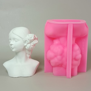 Moldes de fundición de resina hechos a mano para adornos decorativos DIY, herramientas de escritorio de silicona de estilo Ins, molde de mujer fresca de punto W0782 - Product Image 1