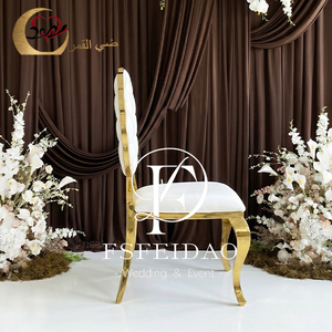 ESFEIDAO Modern Gold Metal Hotel Chair White <b>Cushion</b> Open <b>Back</b> Saber Leg Indoor Commercial Furniture - Product Image 4