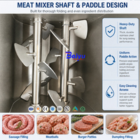 Mesin Pencampur Daging Vakum Komersial Baiyu untuk Sosis, Bakso, Burger Patty, Pengisi Sosis Stainless Steel, Mixer CE