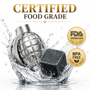 Regali per la Festa del Papà: Set Premium di Pietre per Whisky in Acciaio Inox a Forma di <span class=keywords><strong>Granata</strong></span> e Pietre Refrigeranti in Granito in Scatola di Legno - Product Image 5