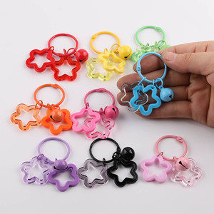 Hollow Star Shape Metal Keychain with Bell Pendant Lightweight Baking Paint DIY Jewelry <b>Accessory</b> for <b>Doll</b> Headphone Case Decor - Product Image 1