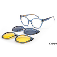 Lunettes de vue œil de chat en acétate à monture complète avec clip magnétique pour verres polarisés amovibles, idéales pour la conduite et les activités de plein air