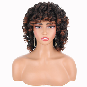 Peluca sintética rizada corta con cierre frontal para mujer, pelo sintético corto con cierre de encaje frontal, color <span class=keywords><strong>rubio</strong></span>, personalizado - Product Image 6