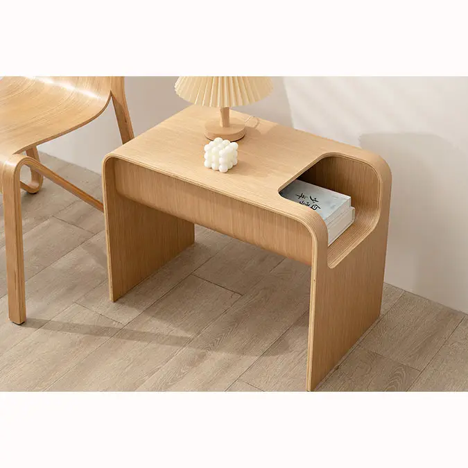 İskandinav sağlam ahşap kanepe kenar masa minimalist tarzı modern kenar kabine c-şekilli küçük yan masa yatak odası başucu masa