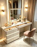 Table de maquillage moderne en bois blanc, coiffeuse pour chambre à coucher