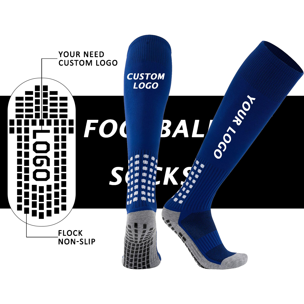 Uron Custom Logo Design Compression Football Socks Anti Slip Soccer Socks Athletic Sport Football Grip Socks