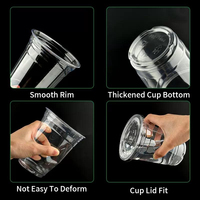 Couvre-gobelets recyclables avec logo personnalisé, diamètre 98 mm, 12, 16, 20, 24, 32 oz, gobelets en plastique transparent PET jetables pour thé au lait, café glacé
