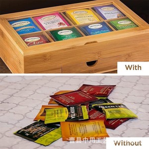 Caja de Té de Madera, Organizador de Bolsitas de Té con Tapa Acrílica Abatible, Caja de Almacenamiento de Bambú, Embalaje de Regalo, Forma Rectangular - Product Image 3