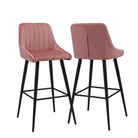 Hauteur Designer Meubles Chaise Poudre Italienne Haute Bleu Velours Retour Tabouret De Bar Chaise Pour Table Comptoir De Cuisine