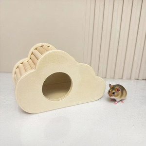 Hamster Wooden House Platform With Ladder And Hideout For Indoor Pet Furniture - Product Image 3