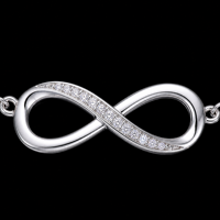 Gelang Pesona Infinity Moissanite Perak Sterling 925 Berlapis Pave Perhiasan Fashion Wanita untuk Sehari-hari Hadiah