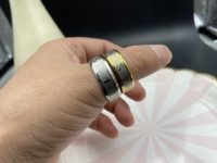 8MM Titane 18K Plaqué Or Anneaux de Prière Jésus Croix Chrétienne Anneau en acier inoxydable