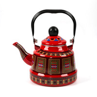 Bouilloire en émail de style américain à grande capacité, motif géométrique floral, pour la maison, compatible gaz et induction