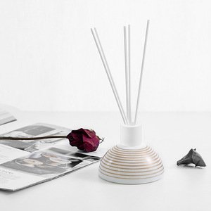 Bouteilles en verre de roseau transparent à fond rond en céramique de luxe blanc diffuseur vide avec couvercle à vis quantité minimale de commande 100 pièces Carton emballé - Product Image 2
