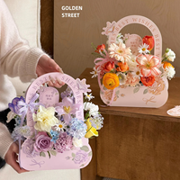 Panier-cadeau portable de luxe en papier blanc, idéal pour bouquets DIY, avec poignées découpées, fabriqué à partir de matériaux recyclés et vernis