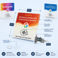 Carte NFC sans contact en acrylique pour table, menu de restaurant, avis Google, panneau de check-in