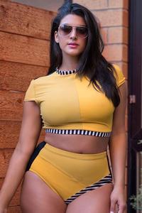 4XL批发定制标志高腰泳衣大码泳衣性感比基尼胖女士比基尼加大码胖女士泳衣 - Product Image 4