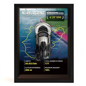 Cadre photo en bois 3D avec véhicule miniature en métal moulé sous pression 1/32, voiture jouet classique en alliage, modèle de voiture en métal super moulé sous pression, kit de collection - Product Image 3