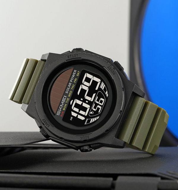 Sports Wrist Watch Skmei 2358 New Waterproof Digital Alarm Solar Powered Watches Men