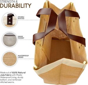 Custom Eco Fashion Shopping Valentine's Day Multi-Purpose Women's Jute <b>Bag</b> with Leather Handle - Product Image 2