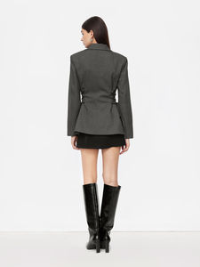 Blazer de bureau en laine tricoté sur mesure pour femme, à simple boutonnage, avec broderie à la main, pour costumes féminins - Product Image 2