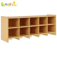 Armoire murale en bois à 10 compartiments, couleur naturelle, écologique, durable, pour la maison, le bureau, la salle de classe, la chambre à coucher, pour suspendre les vêtements