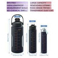 Ensemble de bouteilles d'eau personnalisables en acier inoxydable 304, bouteille de sport 3-en-1, 2L, Garrafa De Bebida Agua Botes Para Agua