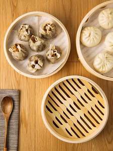 High Quality 10 Inch Organic Bamboo Steamer 2 Tiers for Healthy Cooking Chicken <strong>Fish</strong> With Chopsticks Stainless Steel <strong>Pot</strong> - Product Image 4