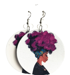 Nouveauté 2024 Boucles d'oreilles pendantes pour femme, plaquées argent, en bois, avec motif tête africaine imprimé géométrique exagéré, cadeau - Product Image 1