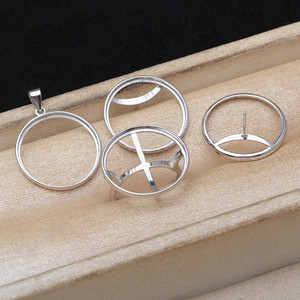 Componentes de Joyería de Plata S925 Wenchi DIY Pearl 20.320.72121.321.722, Superficie Lisa, Borde Simple, Marbella, Mango Hueco - Product Image 2