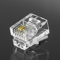 Connecteur RJ11 plaqué or 2 broches, prise téléphonique mâle transparente, prise modulaire pour la communication par ligne téléphonique