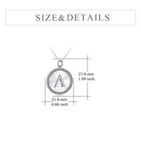 Bijoux fins, collier avec pendentif rond en nacre, alphabet 26 lettres personnalisé, argent sterling 925