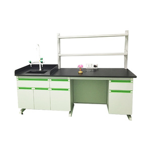 Plan de travail de laboratoire en acier avec 2 tiroirs, design industriel pour usage scolaire - Product Image 5
