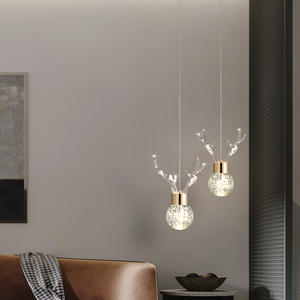 Luxury <b>Crystal</b> Antler Bedside Pendant <b>Light</b> Creative Modern Minimalist Bar Design Nordic Style AC Power Middle LED Adjustable - Product Image 6