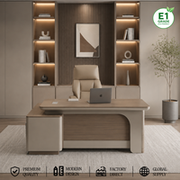 Bureau de direction contemporain avec armoire latérale, table de luxe pour PDG, mobilier de bureau personnalisé, vente en gros d'usine
