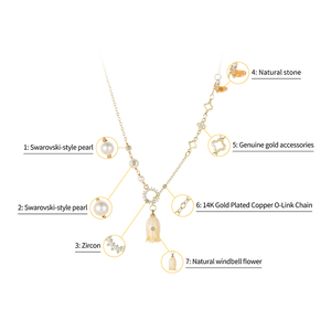 Collana Artigianale Romantica con Catena a Maglie in Rame Placcato Oro 14K, Stile Bohemien, con Ciondolo in Resina a Fiori Pressati, Regalo Naturale a Forma di <span class=keywords><strong>Campanula</strong></span> - Product Image 3